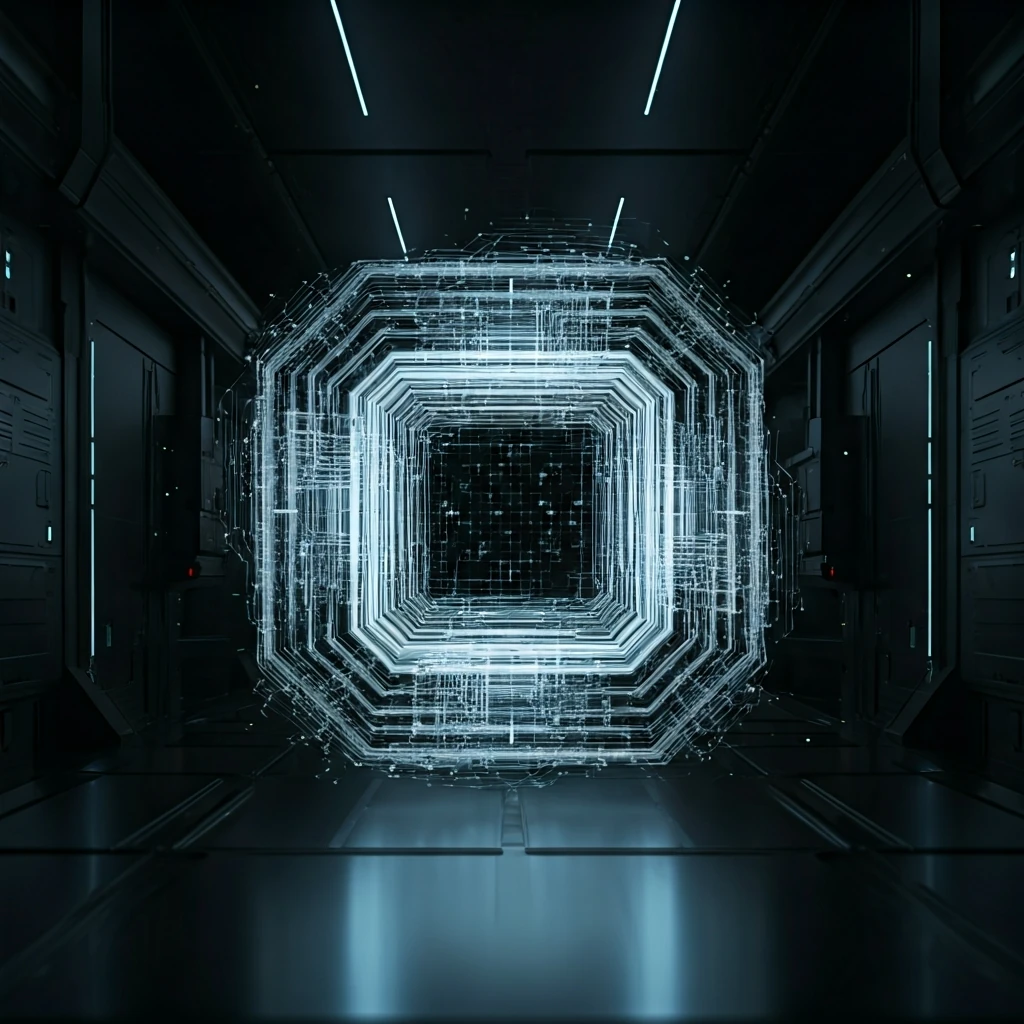 A glowing, interconnected digital framework symbolizing the fundamental shifts and evolving architecture of the software industry.