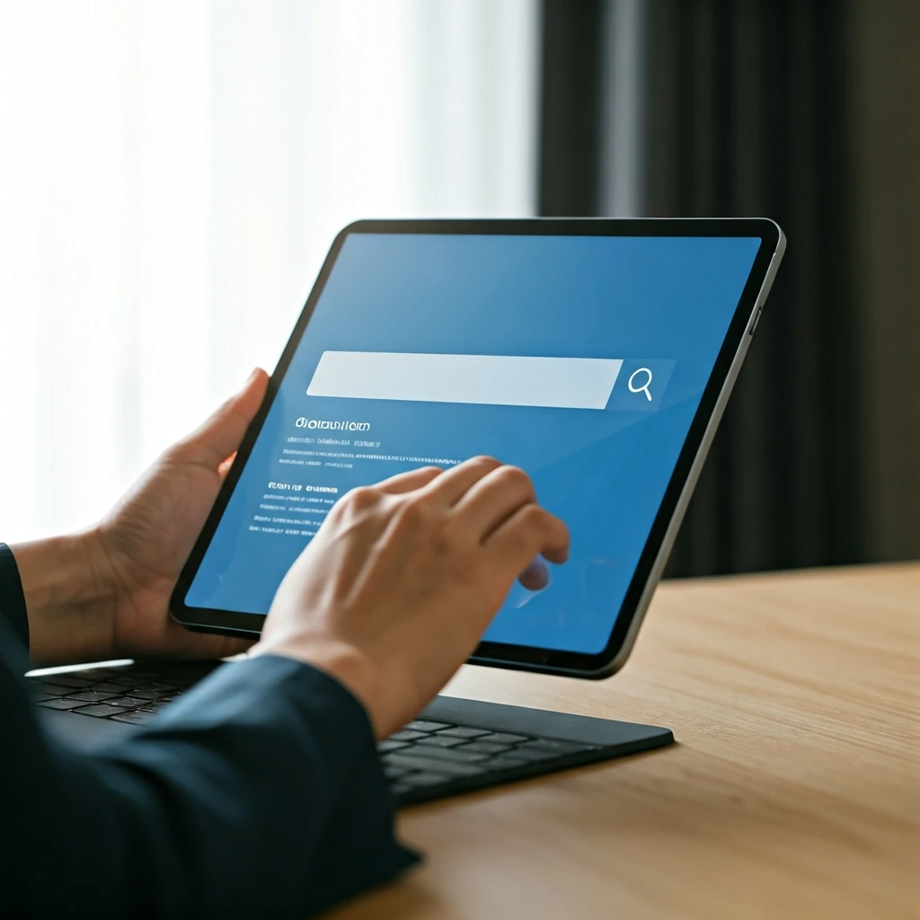 Hands interacting with a tablet and keyboard, representing core digital literacy skills.
